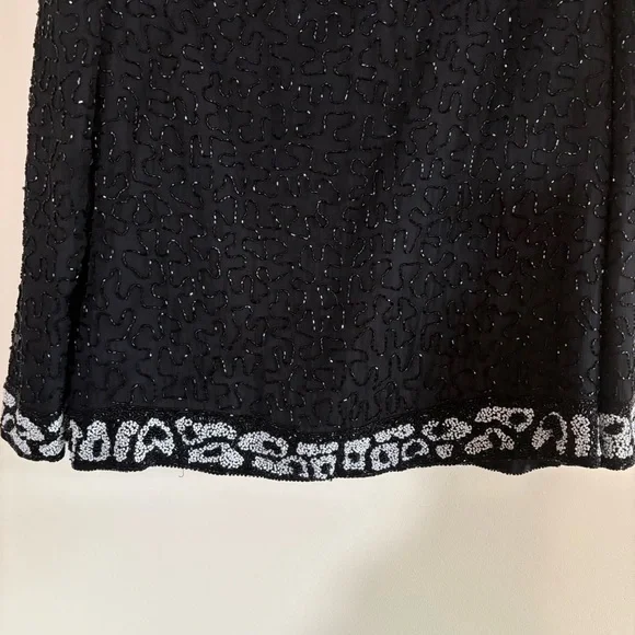 Landmark 100% Silk Hand-Beaded Evening Jacket – Black & White Medium/Large - Picture 6 of 10